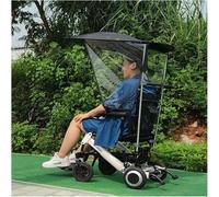 Electric Wheelchair Umbrella Canopy, UV Blocking Rainproof Folding Sunshade Canopy,Side Gauze Breathable, Black, Waterproof, Cotton, Wheelchair Accessory(Without Handles (Vertical Instal)