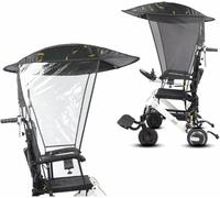 Electric Wheelchair Universal Umbrella Canopy Awning, Adjustable Folding Rain Sun Shade UV Resistant Protection, for Most Wheelchairs Black