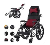 Electric Wheelchair, Wheelchair Foldable Manual Home with Backrest and Headrest Explosion-Proof Non-Pneumatic Tires Double Brake for Disabled/Travel