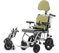 Electric Wheelchair with Headrest/Dual-Function Automatic Drive Wheelchair/Open/Quick Folding Transport Travel Chair/Electric Or Manual, Elderly Mobility Scooter for The Elderly,A