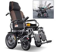 Electric Wheelchair with Headrest, Foldable Lightweight Design, 360° Joystick Control, Adjustable Backrest and Pedal Angle