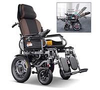 Electric Wheelchair with Headrest, Foldable Lightweight Powered Wheelchair 46Cm Seat Width, Adjustable Backrest and Pedal Angle, 360° Joystick, Weight Capacity 120KG - Mobility Aid for Seniors and Dis