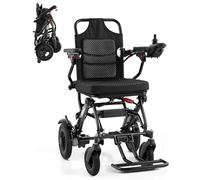 Electric Wheelchairs for Adults, 15kg, Foldable, 360W Dual Motors, 300kg Capacity, All-Terrain, Travel Size, Black