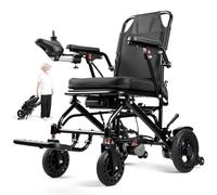 Electric Wheelchairs for Adults, Foldable Power Wheelchair with 250W Dual Motors, Ultra Lightweight 33Lbs,12 Miles Range, Portable Motorized Wheelchair for Seniors, Airline Approved 250WH Battery Bla