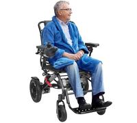 Electric Wheelchairs for Adults, One Second Folding Electric Wheelchair Ultra Lightweight (23KG) Wheelchair with Pull Rod Hand Brake Lifted Handrail - 500W 20KM Long Range 110 KG Capacity (Black1, M)