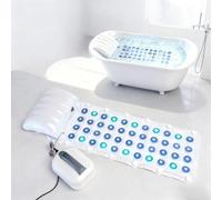 Electric Whirlpool Bath Mat - 6 Gear Settings with Remote, Multi-Colour Light Show, Inflatable Cushion, Anti-Slip Grips, 110cm Portable Spa Mat for Bathtub