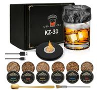 Electric Whiskey Smoker Kit Built-in Lighter,No Butane Needed, Rechargeable Cocktail Smoker with 6 Wood Flavours for Old Fashioned Drink Whisky,Gifts for Men,Dad Husband,Cleaning Brush Included