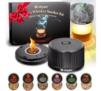 Electric Whiskey Smoker Kit, Cocktail Smoker Infuser with 6 Flavors Wood Chips & 4 Light Modes, Old Fashioned Drink Smoker Kit with LED Light, Birthday Bourbon Gifts for Men, Dad(No Butane)