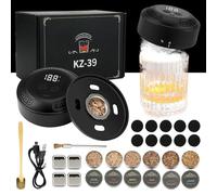 Electric Whiskey Smoker Kit & Cocktail Smoker Kit: Whiskey Gift Sets for Men, Includes 6 Wood Chips, 4 Metal Ice Cubes, Atmosphere Light, Portable Fireless, Ideal Mens Christmas Gifts for Men/Dad/him