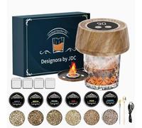 Electric Whiskey Smoker Kit,Rechargeable Cocktail Smoker Kit with 6 Wood Chips,Portable Whiskey Smoker Set with LED Light, 4 Whiskey Stones,Built-in Lighter,Whiskey Gifts for Men,Dad,Husband (Wood)