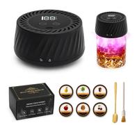 Electric Whiskey Smoker Kit - Rechargeable Cocktail Smoker with 6 Wood Chips, Flameless Heating System, Built-in Lighter & LED Lights - Portable Drink Smoker for Whisky, Bourbon, Old Fashioned - Mens