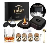 Electric Whiskey Smoker Kit with 4 Wood Chips & Whiskey Glass & Ice Ball Mold, Rechargeable Cocktail Smoker kit, Old Fashioned Smoke-r, Birthday Whisky gifts for Men, Dad, Husband, Boyfriends