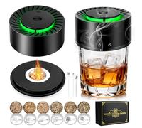 Electric Whiskey Smoker Kit with 6 Wood Chips, Built-in Lighter Old Fashioned Drink Smoker Kit with locking style safety lid that auto-extinguishes smoke, Bourbon Whiskey Gifts for Men,Dad,Husband