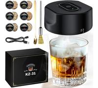 Electric Whiskey Smoker Kit with 6 Wood Chips - Enhance Your Drinks and Dishes with Rechargeable Cocktail Smoker Kit for a Delightful Smoky Finish Suitable for Mixologists and Culinary Enthusiasts