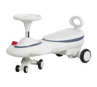 Electric Wiggle Car with Pedal Ride on Toy for Ages 3 and Up 2 in 1 Swing Car with Flashing PU Wheels Music Light(Beige)