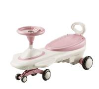 Electric Wiggle Car with Pedal Ride on Toy for Ages 3 and Up 2 in 1 Swing Car with Flashing PU Wheels Music Light(Rose)