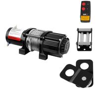 Electric Winch 2.040 kg 4.500 lbs 12 V 15 m Steel Rope Incl. Pulley - Winches 12vs by MSW Black