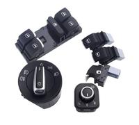 Electric Window Switch Button 5ND941431B Chrome Headlight Switch+Power Window Master Switch For VW For Golf 5 6 Mk5 6 For Jetta 5 6 For Passat B6 For Touran Window Switch(B)