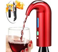 Electric Wine Aerator Pourer, Wine Decanter Pump Dispenser Set Stopper Multi-Smart Automatic Filter Wine Dispenser - Premium Aerating Pourer(Lucky red)