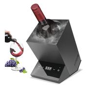 Electric Wine Bottle Chiller, Adjustable Temp 5℃-18℃, Fits 750ml Wine Bottles, LCD Display, Durable Brushed Metal Inner Barrel for Home and Parties