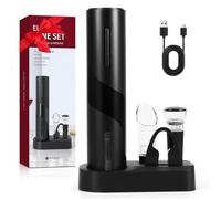 Electric Wine Bottle Opener, 5-in-1 Wine Opener Set with Storage Base, Wine Foil Cutter, Wine Aerator and Vacuum Stopper, Electric Corkscrew Wine Opener for Wine Lovers Gift, Home, Restaurants,Travel