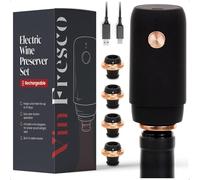 Electric Wine Preserver - Rechargeable Vacuum Saver With Airtight Seal - Automatic Air Remover Pump for 10 Days of Flavor & Freshness - Preservation System (Black & Rose Gold)