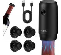 Electric Wine Saver Pump with Vacuum Wine Stopper, Rechargeable, 1 Pump 4 Stoppers, Reusable, Keep Your Wine Fresh