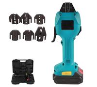 Electric Wire Battery Cable Lug Terminal Crimper, Rechargeable Crimping Pliers with 6 Exchangeable Dies, Cable Crimping Tool with Storage Box, Maximum Crimping Force 16KN(Green)