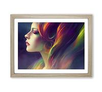 Electric Woman Framed Print | A4 Oak Framed Wall Art | Ready to Hang | Modern Nature Picture | Living Room Bedroom Lounge Office