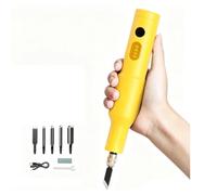 Electric Wood Carving Tool Set, Cordless Rotary Tool Kit | Precision Engraving Knife Set, Copper motor and alloy blades deliver precise shaping and detail work(Yellow,5 Blades)