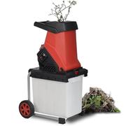 Electric Wood Chipper Mulcher 2500W, 40mm Cutting Capacity, 50L Collection Box, Powerful Garden Branch Shredder with Transport Wheel