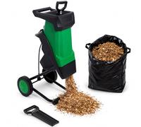Electric Wood Chipper Shredder with Wheels, 50L Bag, Double Blade | Powerful Electric Wood Chipper Shredder for Easy Yard Cleanup, Efficient Double Blade Design, Ideal for Reducing Garden Waste