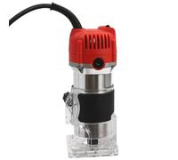 Electric Wood Trimming Machine Hand Trimmer Laminator Router Standard Woodworking Compact Aluminum+Rubber+Steel Material Mini Handheld Palm Outdoor Laminate Tool 1/4'' 30000Rpm Black&Red