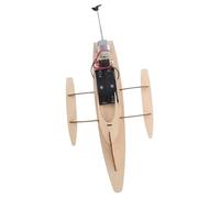 Electric Wooden Trimaran - DIY Yacht Assembly Model, Educational Science Experiment Kit | Miniature Boat Toy Suitable Ages 6-14 Boys Girls Family Indoor Outdoor Pretend Play Creative Project Size 33x1