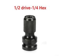 Electric Wrench Driver Chuck Adapter 1/2" to 1/4" Hex Drill Bit, Chrome Vanadium Steel, Non-Slip Pattern, for Automotive and Mechanical Maintenance