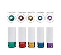 Electric Wrench Socket Set - 5 Piece Vehicle Repair Tools | Chrome Vanadium Steel with Nylon Sleeves Prevent Wheel Damage Fits 15 17 19 21 22mm Cars Trucks SUVs Sedans