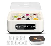 Electric Yoghurt Maker 1.6L, 304 Stainless Steel Inner Pot with 9 Glass Jars, Multifunctional for Natto/Fermentation, LED Display, Adjustable Temp Timer, One-Touch Operation for Family Homemade
