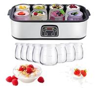 Electric Yoghurt Maker, Automatic Yogurt Maker, 1400ml Yogurt Makers with 8 Glass Jars,Multi-Function Yogurt Maker Machine,LED Display Adjustable Time & Temp Control, 48 Working Hours Yogurt Makers