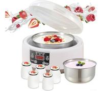 Electric Yogurt Maker Machine with Adjustable Temperature and Time Control, 5 Glass Jar Set for Homemade Probiotic-Rich Yogurt, Rice Wine(European regulations)