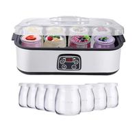 Electric Yogurt Maker with 8 Glass Jars, 1400ml Automatic Yogurt Maker with LED Display, Adjustable Temperature and Timer, Ideal for Homemade Yogurt/Natto/Rice Wine/Fermented Foods