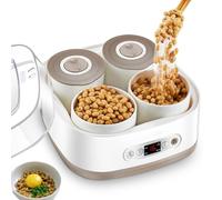Electric Yogurt Natto Fermenter Machine, 1.5L Intelligent Natto Fermenting Machine with 4 Ceramic Containers, High Temperature & Smart Panel Control, for Yogurt Making, Natto Preparation
