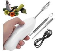 Electric Zucchini Apple Peeler Corer, Stainless Steel Fruit Vegetable Corer Remover with 2 Cutter Heads, 30W Electric Scraping Scale Machine Scale Scraper, Fruit Digging Corer