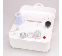 Electrical Bobbin Winder for Sewing Machines, 5VDC or 2 AA Battery Powered, with Latch, Suction Cup, 2 Bobbin Fixing Configurations and Built in Storage Space