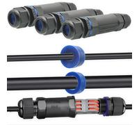 Electrical Cable Coupler, CTRICALVER 3 Pcs IP68 Extension Cable Connector, Connectors Cable Diameter Ø 6 mm-12 mm, Electrical Waterproof Connectors with 3 pin Terminal Block, Inline Cable Connector
