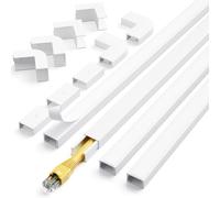 Electrical Cable Trunking 4 M, Cable Concealer on Wall for one Cord, Paintable PVC Cable Cover, White Trunking for Cables to Hide a Single Power Cord in Home or Office - 4 X L 1 M, W1.5 cm, H1 cm