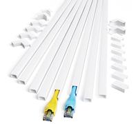Electrical Cable Trunking 8 M, Cable Concealer on Wall for one Cord, Paintable PVC Cable Cover, White Trunking for Cables to Hide a Single Power Cord in Home or Office, 8X L 1 M, W 1.5 cm, H 1 cm