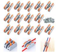 Electrical Connectors, CESFONJER Lever Nut Wire Connectors, SCH-2 New Mini Wire Connectors, Cable Clamp Terminal Block, Quick Spring Connector With Mounting Screws (14 Pcs)