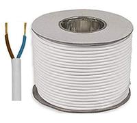 Electrical Core Round PVC Mains Electrical Cable Copper - 3182Y 2 Core x 1.0 mm² 10 Amp PVC Flexible Cable Cut To Length Flex-Wire High Temperature Resistance (White, 50 Meters)