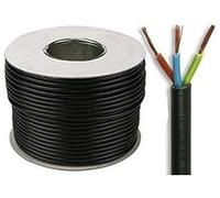 Electrical Core Round PVC Mains Electrical Cable Copper - 3183Y 3 Core x 1.0 mm² 10 Amp PVC Flexible Cable Cut To Length Flex-Wire High Temperature Resistance (Black, 50 Meters)