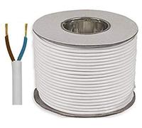 Electrical Core Round PVC Mains Electrical Cable Copper - PVC Flexible Cable Cut To Length Flex-Wire High Temperature Resistance 2 Core x 0.75 mm² 6 Amp (100 Meters, White)